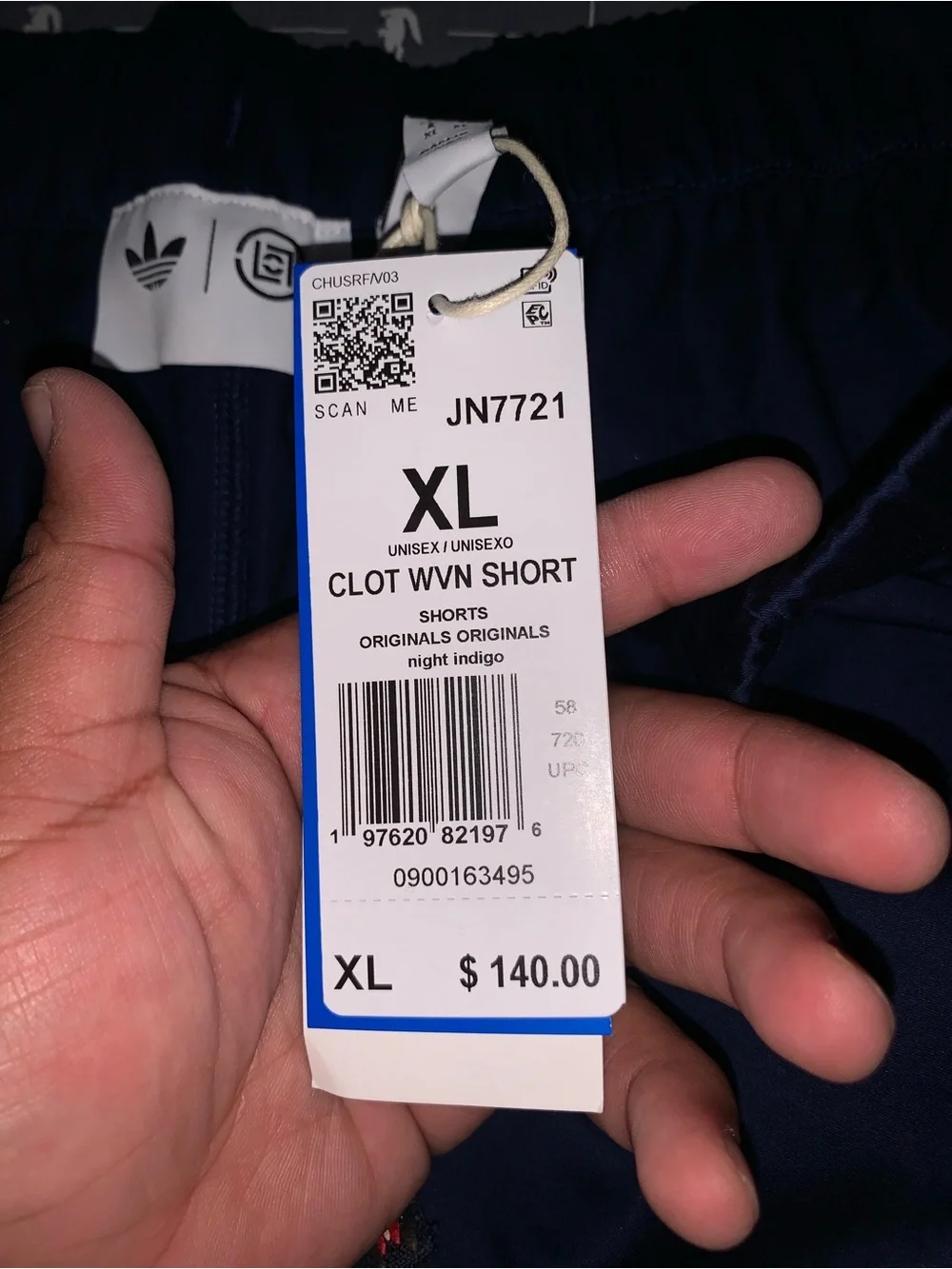 Adidas X CLOT By Edison Chen Shorts Cotton Navy JN7721 Size: XLarge